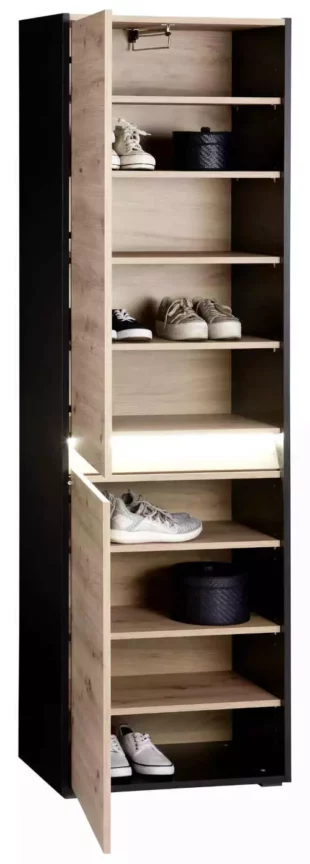 Vysoká chodbová skriňa na topánky s LED svetlom